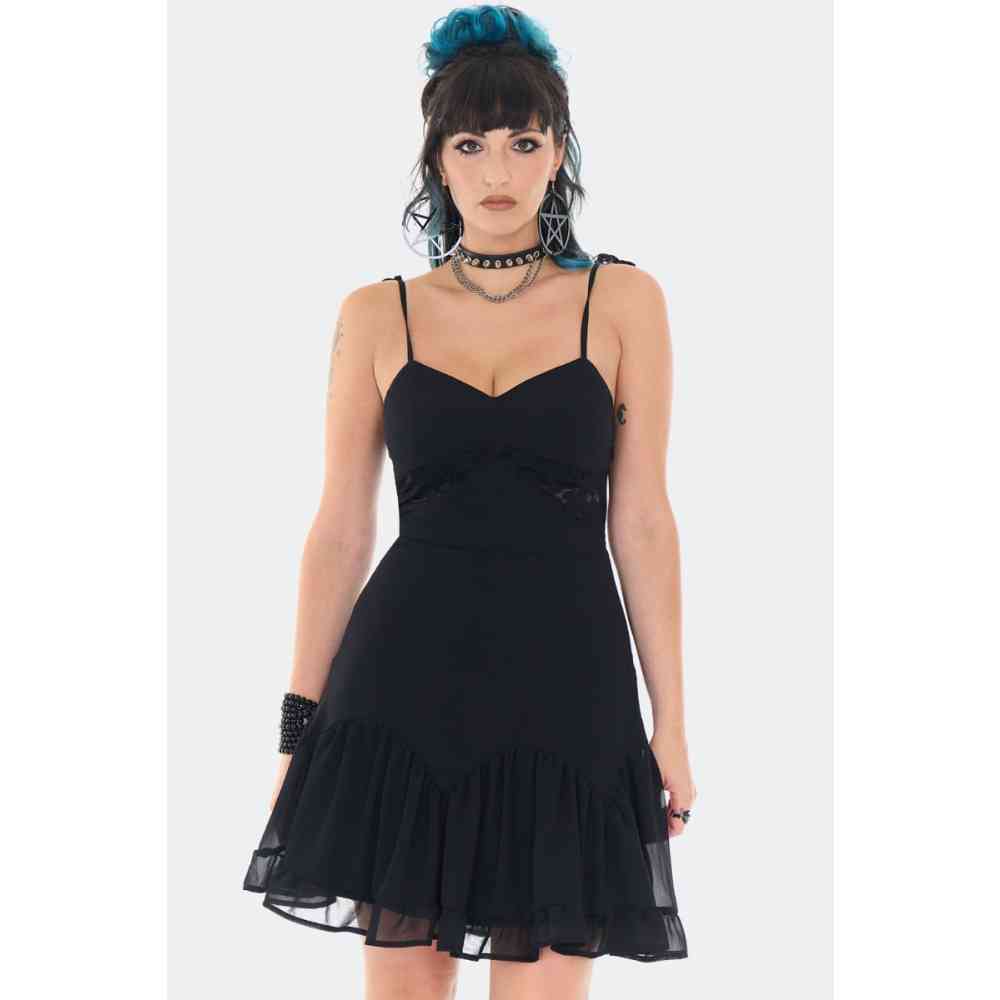 Jawbreaker - Chiffon With Lace Underbust Minikleid - Schwarz